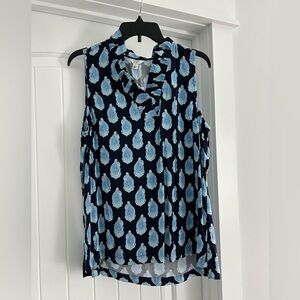 crown & ivy Navy Sleeveless V-Neck Paisley Print Top